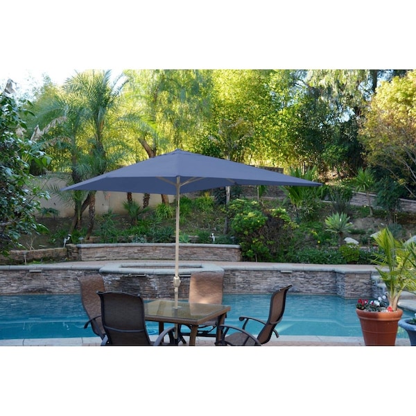 Propation 6.5 x 10 ft. Aluminum Patio Market Umbrella Tilt with Crank - Blue Fabric & Grey Pole PR1081279 - main